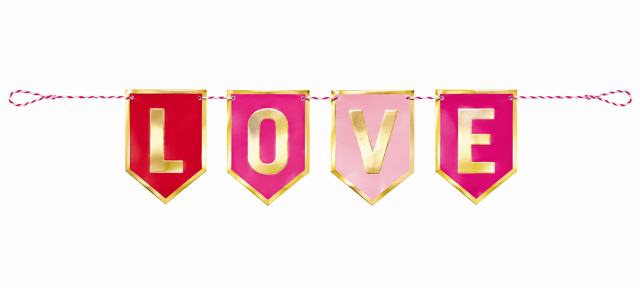 Závěsný banner LOVE / láska, délka 91cm (zn. UNIQUE)