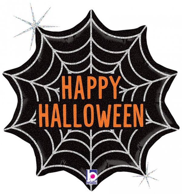 Fóliový balónek HVĚZDA HAPPY HALLOWEEN v pavučině, velikost 46cm (zn. GRABO)