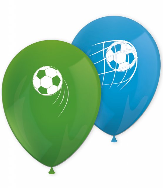 Latexové balónky FOTBAL, modro-zelené, velikost 28cm - set 8ks (zn. Procos)