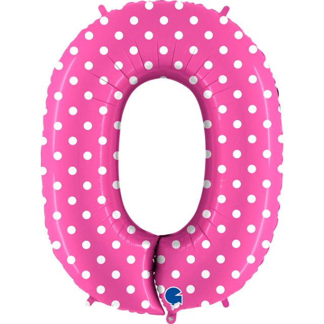 Fóliová ČÍSLICE 0 - bílé puntíky, růžová barva, velikost 102cm (zn. GRABO)