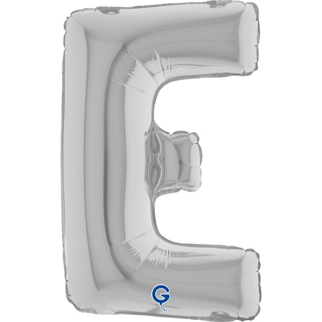 Fóliové MINI PÍSMENO E, velikost 36cm, stříbrná barva (zn. GRABO)