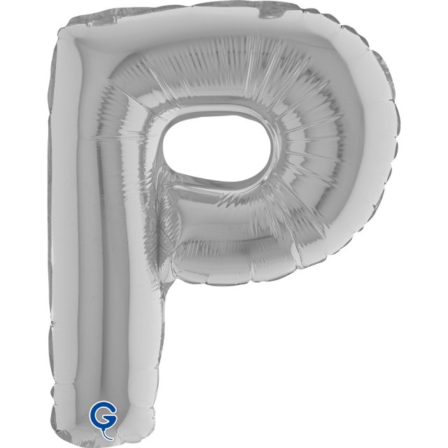Fóliové MINI PÍSMENO P, velikost 36cm, stříbrná barva (zn. GRABO)