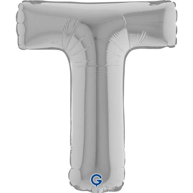 Fóliové MINI PÍSMENO T, velikost 36cm, stříbrná barva (zn. GRABO)