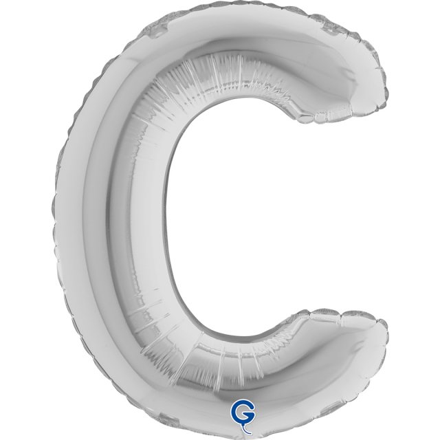 Fóliové MINI PÍSMENO C, velikost 36cm, stříbrná barva (zn. GRABO)