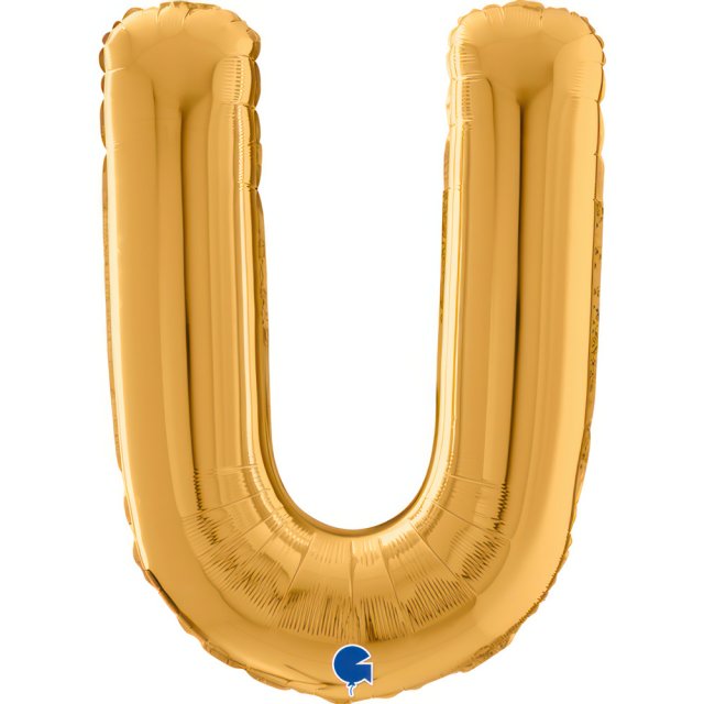 Fóliové PÍSMENO U, velikost 66cm, zlatá barva (zn. GRABO)
