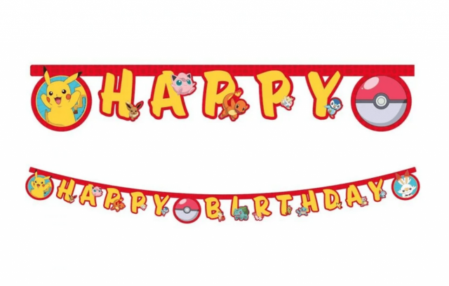 Závěsný banner / girlanda Happy Birthday POKÉMONI, délka 2m (zn. Procos)