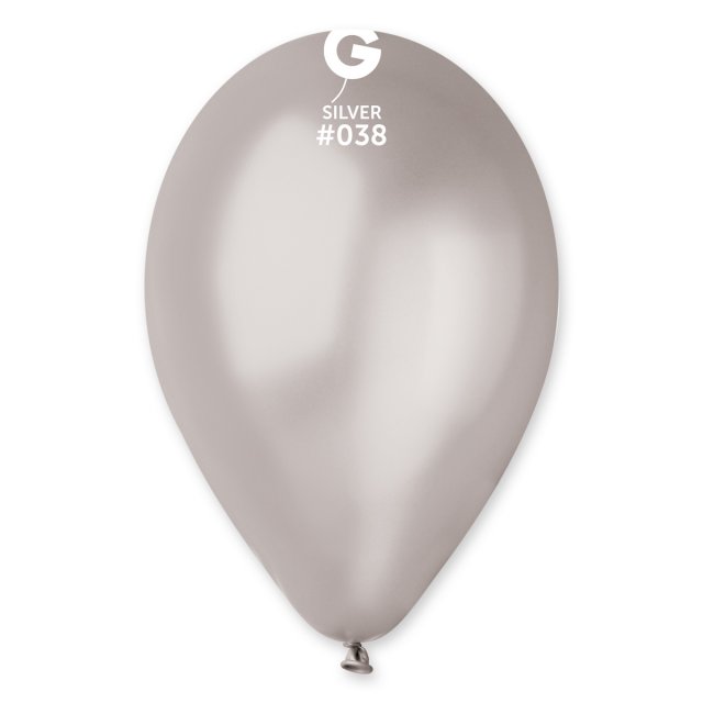 Latexový balónek GEMAR, metalický, stříbrný (GM90 - #038), průměr 26cm