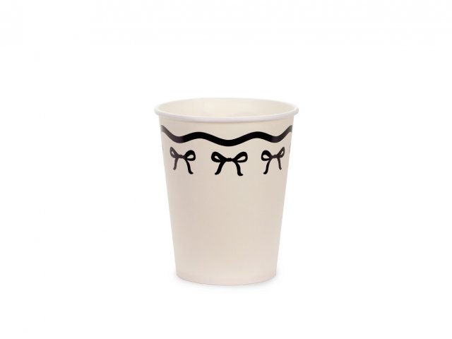 KELÍMKY papírové - krémové s mašlí, objem 220ml - set 6ks (zn. PartyDeco)