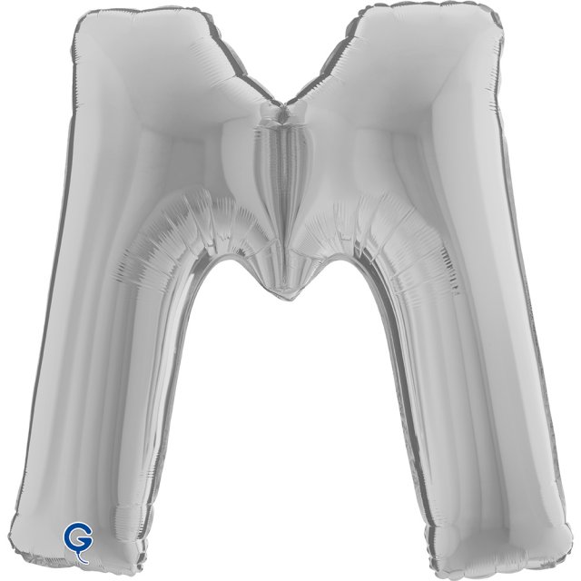 Fóliové PÍSMENO M, stříbrná barva, velikost 102 cm (zn. GRABO)