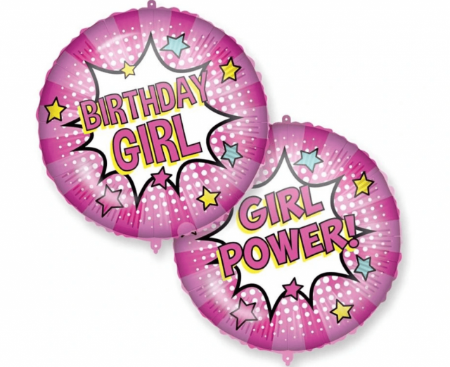 Fóliový KRUH GIRL POWER komiks, růžový, 46cm (zn. Procos)