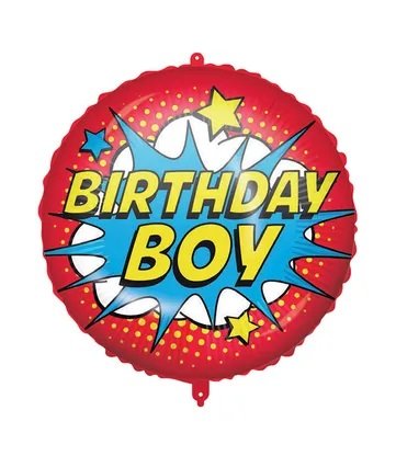 Fóliový kruh BIRTHDAY BOY - komiks, červeno-modrý, 46cm (zn. Procos)