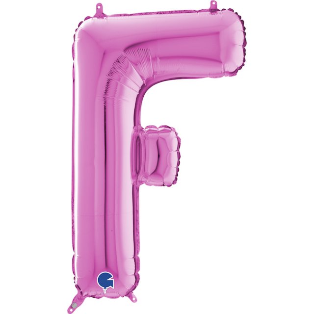 Fóliové písmeno F, růžová barva, velikost 66cm (zn. GRABO)