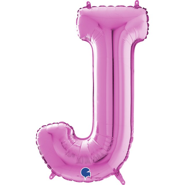 Fóliové písmeno J, růžová barva, velikost 66cm (zn. GRABO)