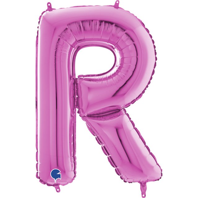Fóliové písmeno R, růžová barva, velikost 66cm (zn. GRABO)