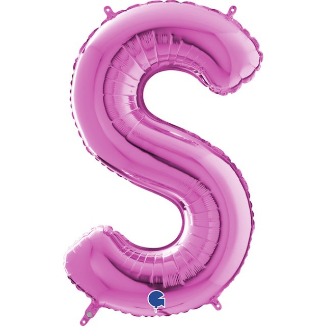 Fóliové písmeno S, růžová barva, velikost 66cm (zn. GRABO)
