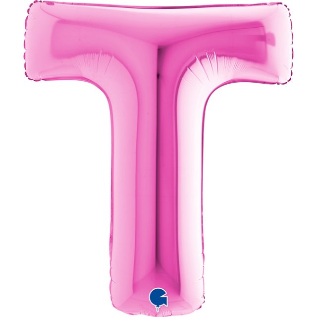 Fóliové písmeno T, růžová barva, velikost 66cm (zn. GRABO)