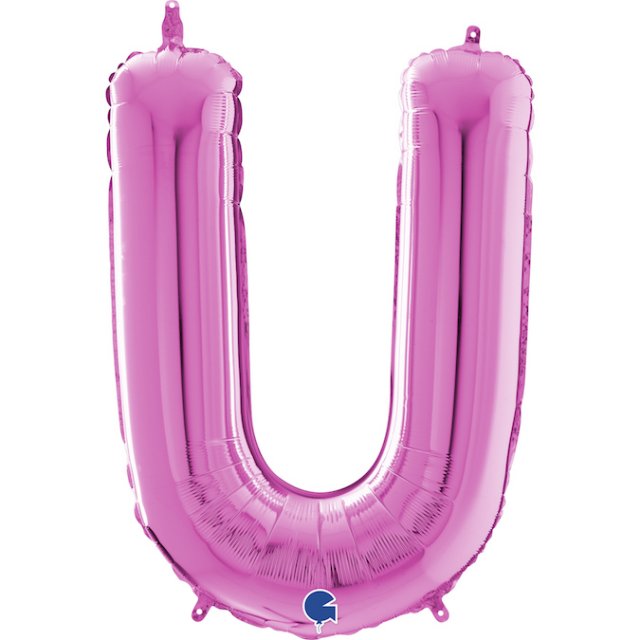 Fóliové písmeno U, růžová barva, velikost 66cm (zn. GRABO)