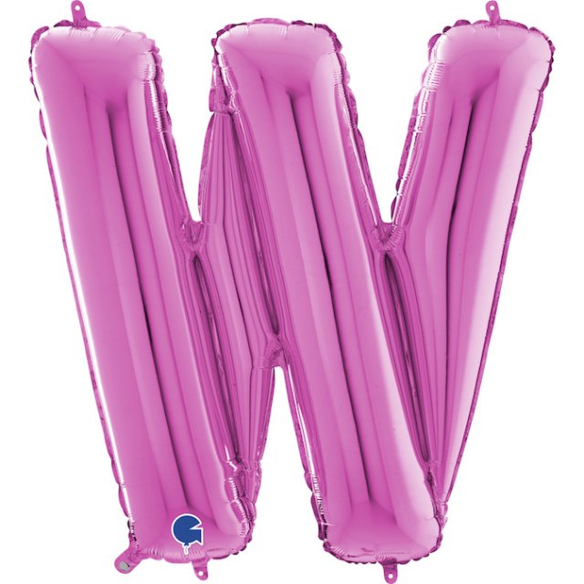 Fóliové písmeno W, růžová barva, velikost 66cm (zn. GRABO)