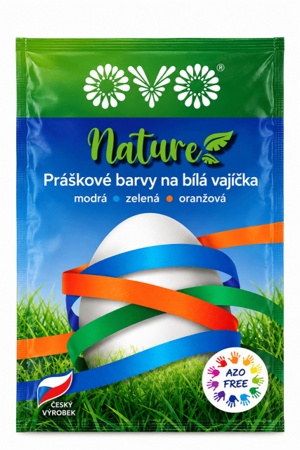 BARVY na vajíčka, práškové - modrá, zelená, oranžová - set 3ks (zn. OVO)