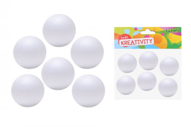 Koule dekorační, polystyrenové, velikost 6cm - set 6ks (zn. WIKY)