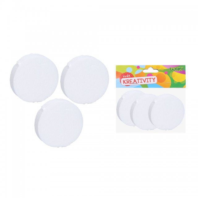 Kolečka / podložky dekorační, polystyrenové, 10x2.5cm - set 3ks (zn. WIKY)
