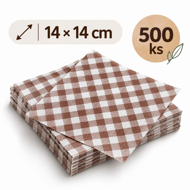 Papírové sáčky KARO např. na hamburgery, rozměr 14×14 cm - set 500ks (zn. WIMEX)