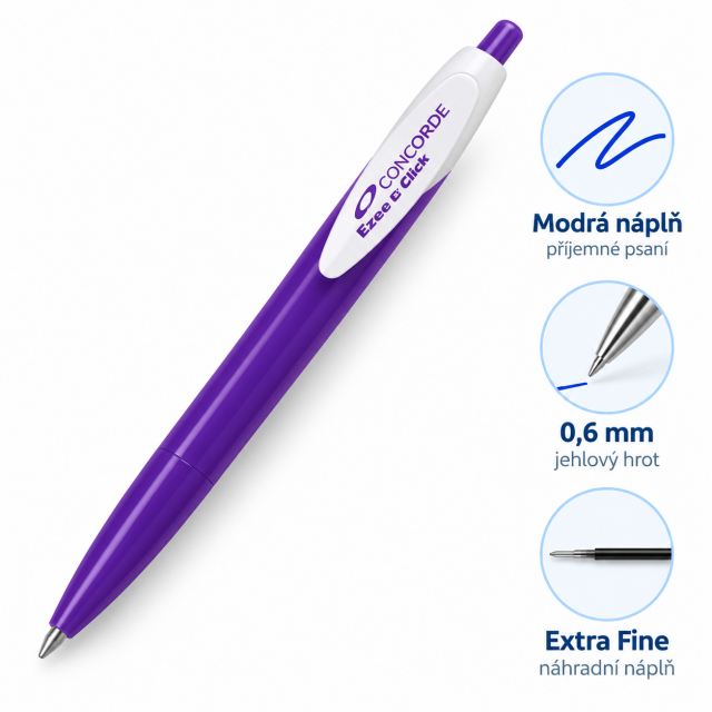 Kuličkové pero / propiska CONCORDE Ezee Click - fialová barva