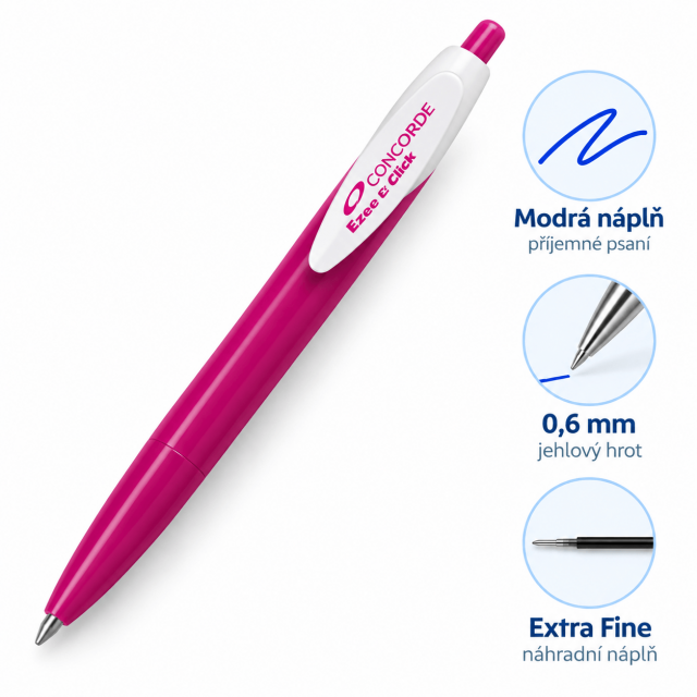 Kuličkové pero / propiska CONCORDE Ezee Click - růžová