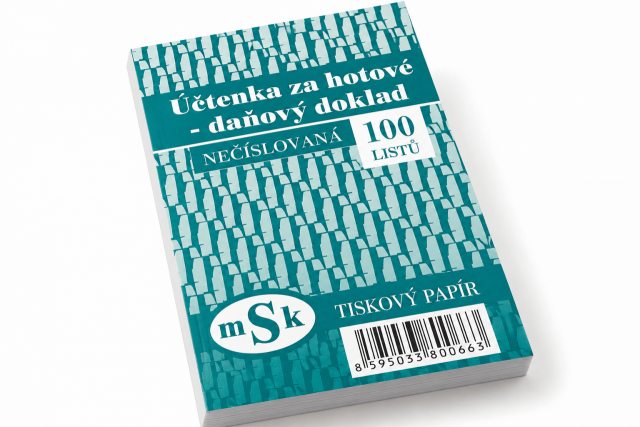 Účtenka za hotové nečíslovaná /paragon - daňový doklad - nepropisovací 100 listů -11A