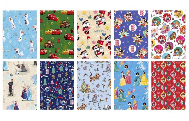 Balicí papír Disney vánoční, rozměr 200x70cm, mix 10 designů
