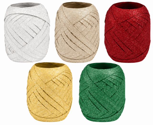 Stuha vázací DIAMOND s glitrovaným povrchem 10m/5mm, mix 5 barev (zn. Ditipo)