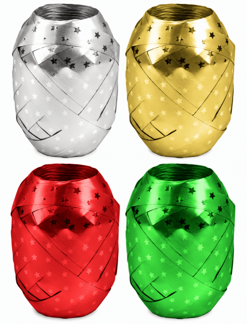Stuha vázací TRENDY COLOURS s hvězdičkami 10m/10mm, mix 4 barev (zn. Ditipo)