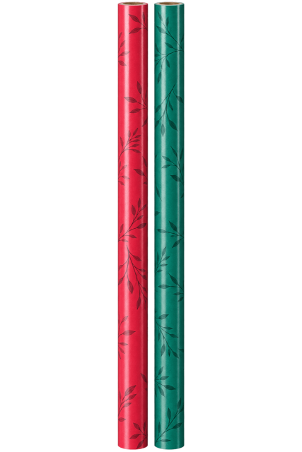Balicí papír role Pure Colours větvičky, 2ks 70x100cm, mix zelený a červený (zn. Ditipo