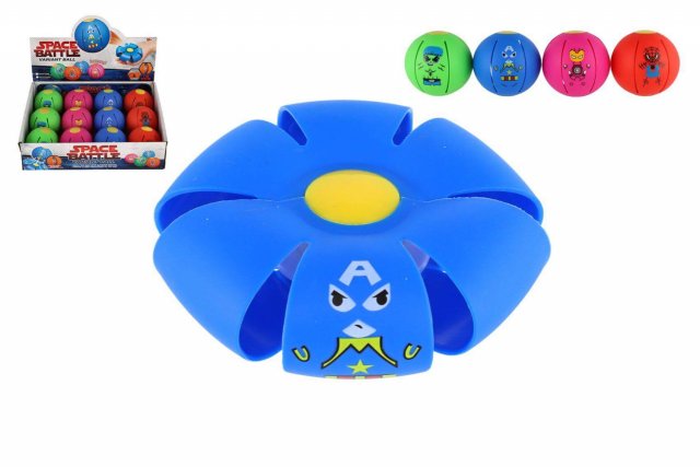 Flat Ball - Hoď disk, chyť míč! plast 8 cm, 4 barvy, 12ks v boxu (zn. Teddies)