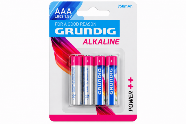 Baterie LR03/AAA alkalické, 1.5V - set 4ks (zn. GRUNDIG)