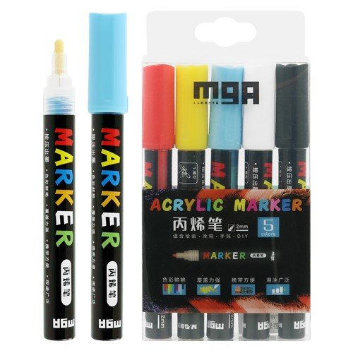 Akrylový popisovač na keramiku, sklo, kameny - set 5ks