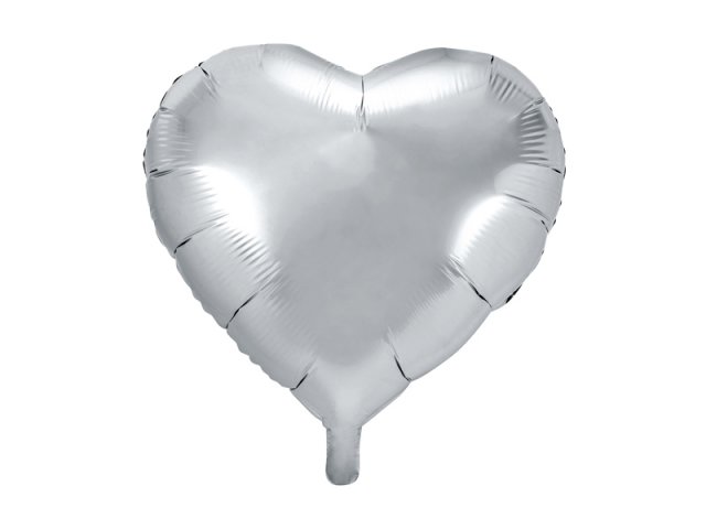 Fóliový balón 45 cm, srdce, stříbrný