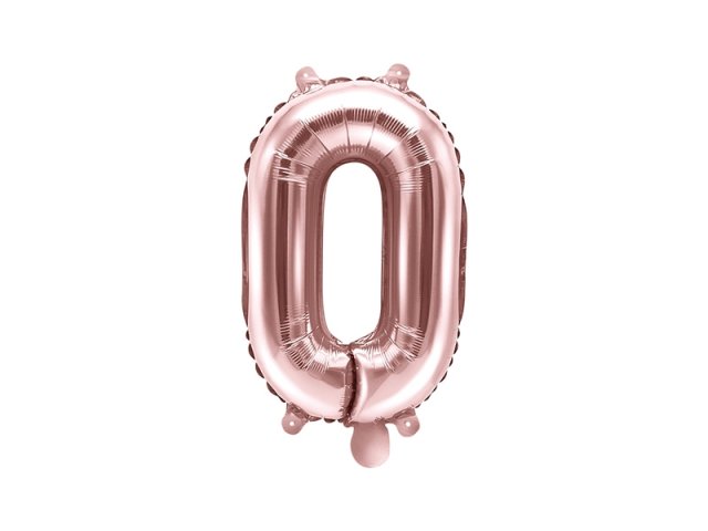 Fóliový balónek, velikost 35 cm, zlato růžový, číslo 0 (zn. PartyDeco)