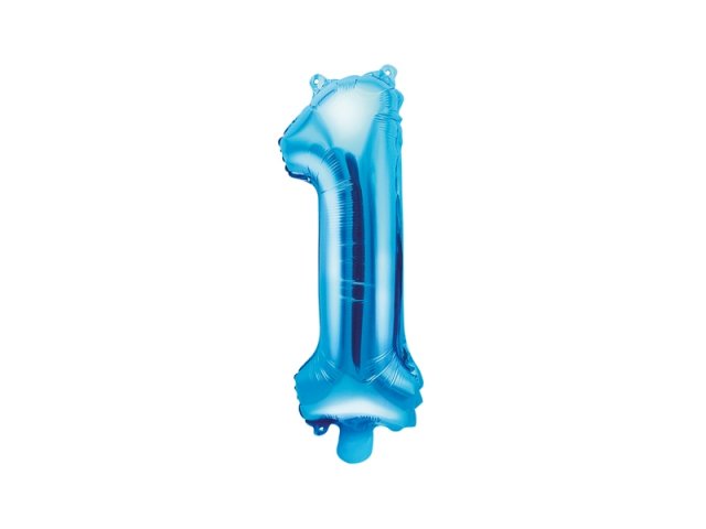 Fóliový balónek, velikost 35 cm, modrý, číslo 1 (zn. PartyDeco)