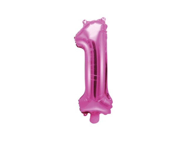 Fóliový balónek, velikost 35 cm, růžový, číslo 1 (zn. PartyDeco)