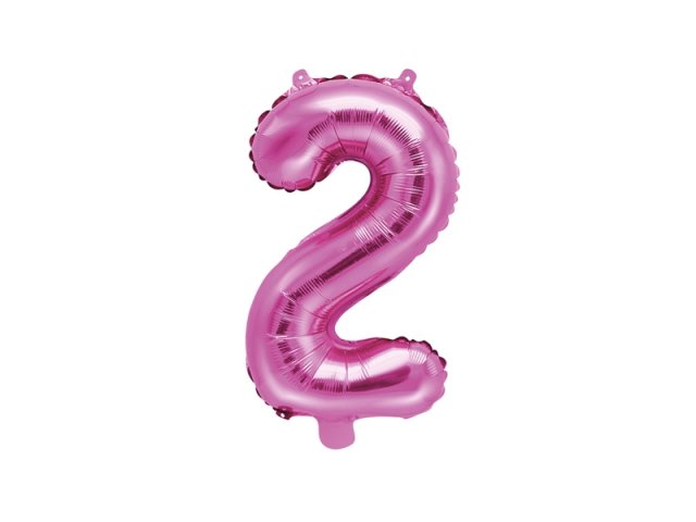 Fóliový balónek, velikost 35 cm, růžový, číslo 2 (zn. PartyDeco)