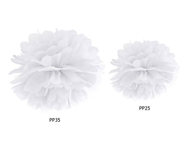 Pompom, bílá, 25cm (zn. PartyDeco)