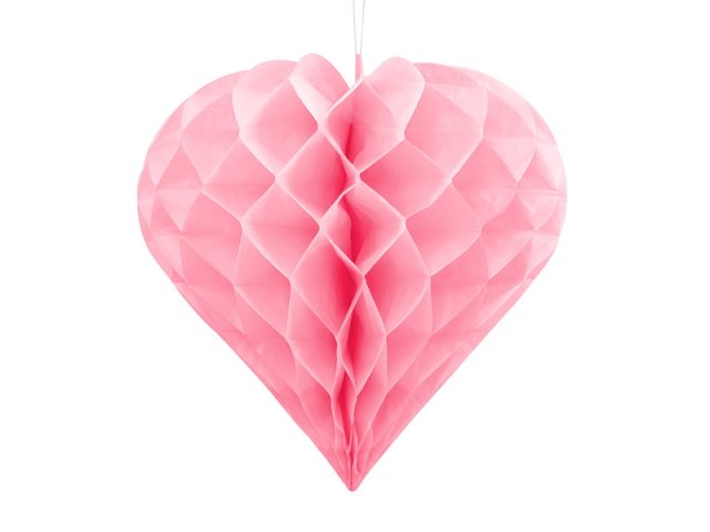 Papírová dekorace, světle růžová, srdce, 30 cm (zn. PartyDeco)