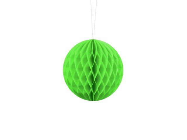 Papírová dekorace, světle zelená, koule, 10 cm (zn. PartyDeco)