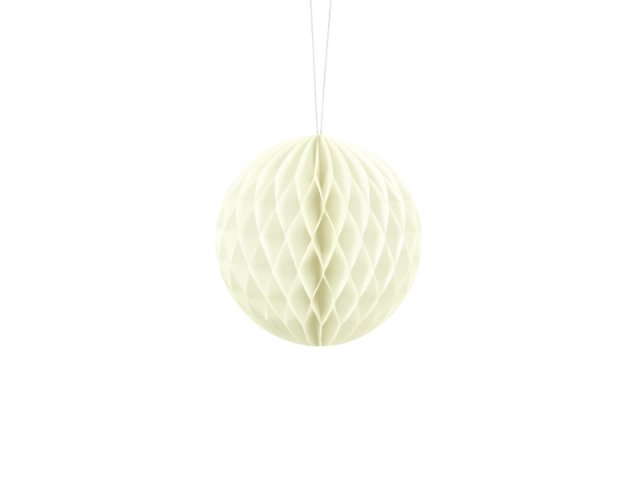 Papírová dekorace, světle krémová, koule, 10 cm (zn. PartyDeco)