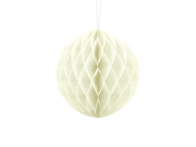 Papírová dekorace, světle krémová, koule, 20 cm (zn. PartyDeco)