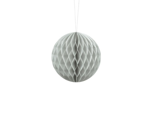 Papírová dekorace, světle šedá, koule, 10 cm (zn. PartyDeco)
