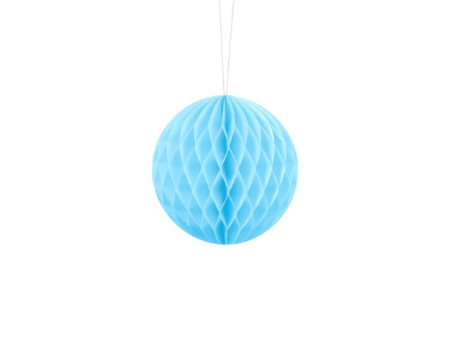 Papírová dekorace, světle modrá, koule, 10 cm (zn. PartyDeco)