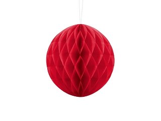 Papírová dekorace, červená, koule, 20 cm (zn. PartyDeco)