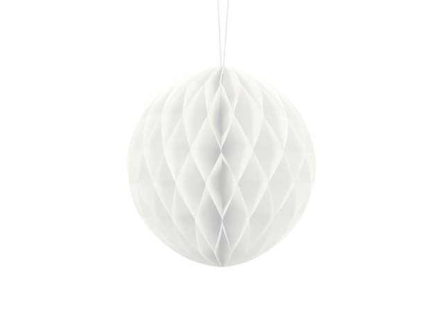 Papírová dekorace, bílá, koule, 20 cm (zn. PartyDeco)